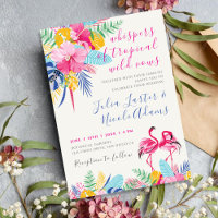 Navy Blue Pink Tropical Wild Rain Forest Wedding