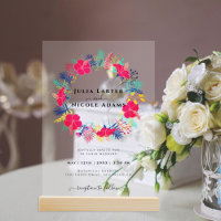 Navy Blue Pink Wild Rain Forest Evergreen Wedding