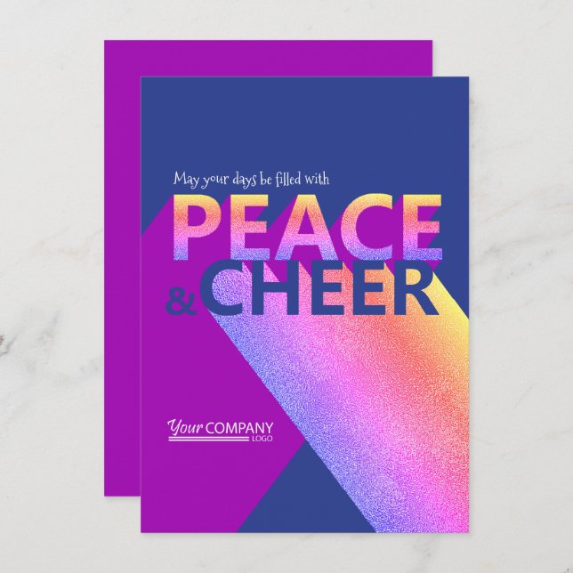 Navy Blue, Pink, Word Art Company Holiday Card (Front/Back)