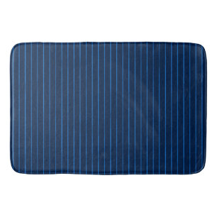 Navy blue pinstripes bath mat