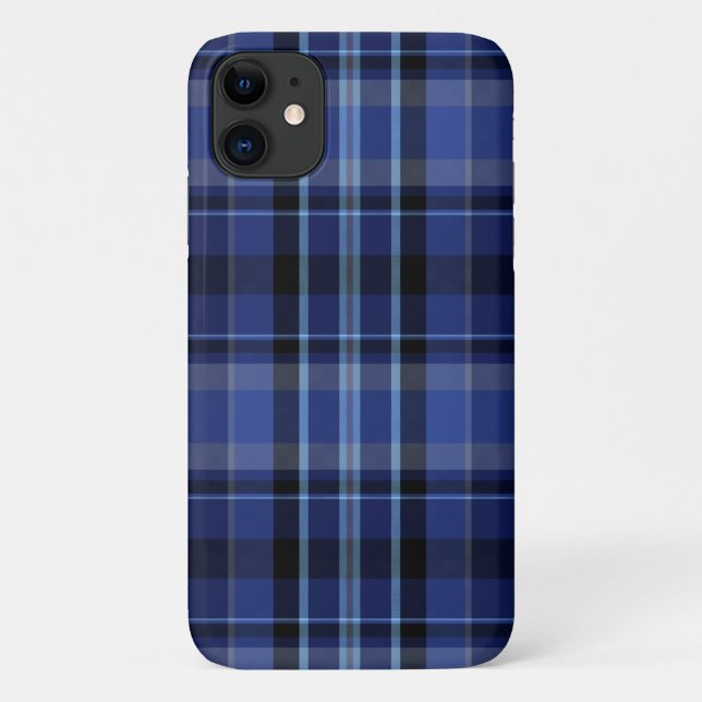 Navy Blue Plaid Case-Mate iPhone Case (Back)
