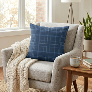 Navy Blue Plaid Cushion