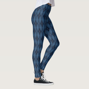 Navy Blue Plaid Leggings