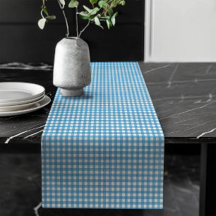 Navy Blue Plaid Table Runner for Classic Dining