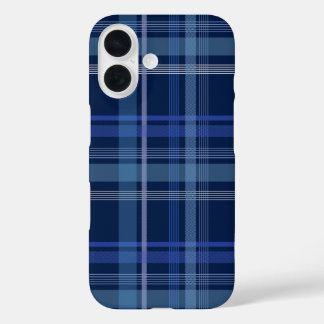 Navy Blue Plaid Tartan Cute Retro Aesthetic iPhone 16 Case