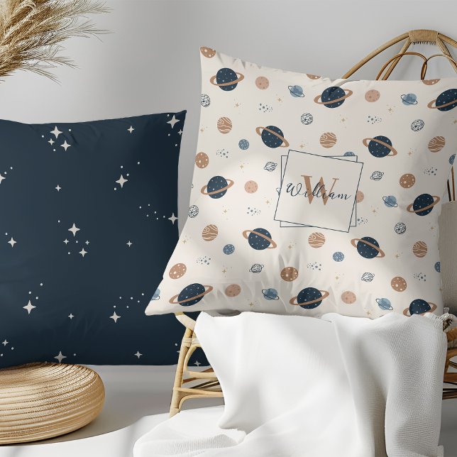 Navy Blue Planets Outer Space Cushion (Creator Uploaded)