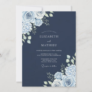 Navy Blue Polar Winter Wedding Invitation