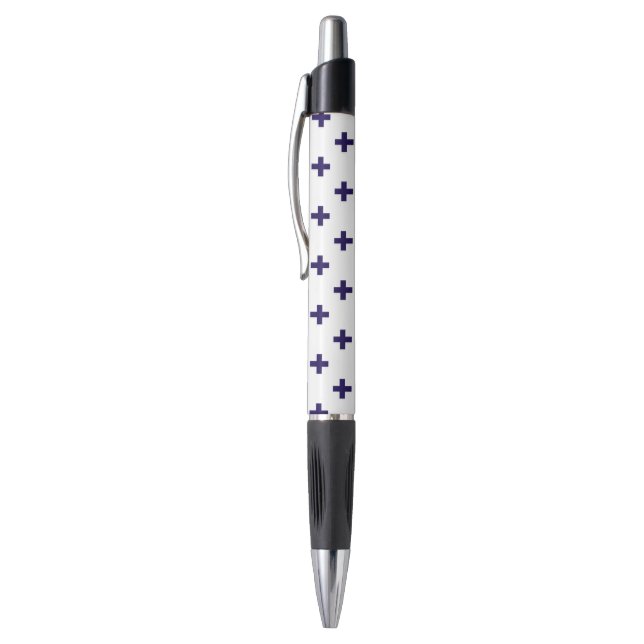 Navy blue polka crosses on white (Top (Vertical))