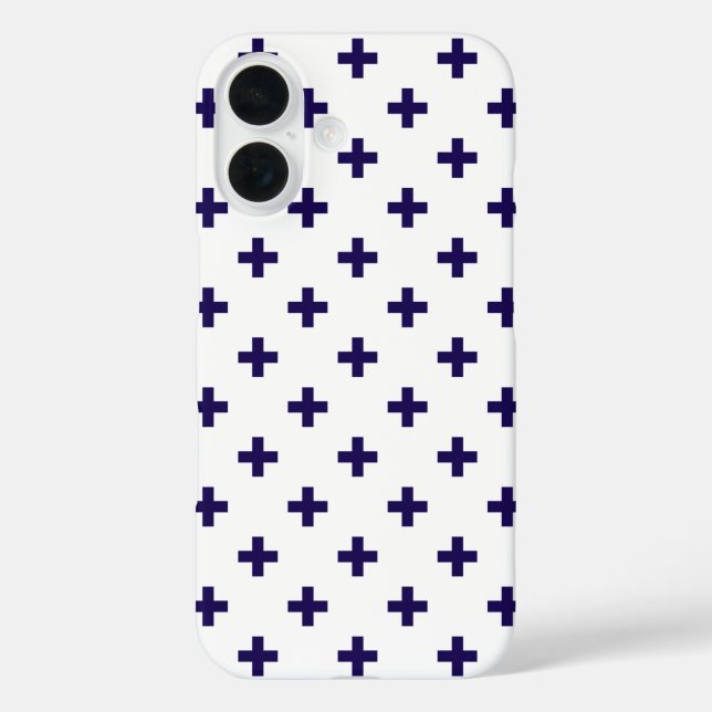 Navy blue polka crosses on white Case-Mate iPhone case (Back)