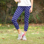 Navy Blue Polka Dot Capri Leggings<br><div class="desc">Navy blue polka dot capri style leggings</div>
