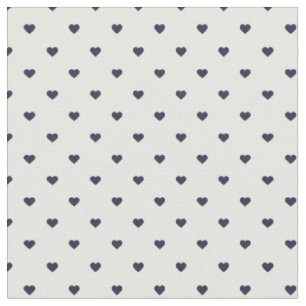 Navy Blue Polka Dot Hearts Fabric