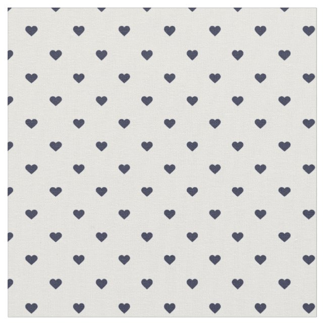 Navy Blue Polka Dot Hearts Fabric (Close Up)