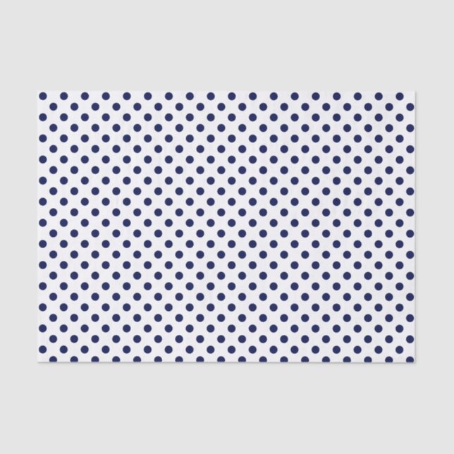 Navy Blue Polka Dot on White Tissue Paper (Front)