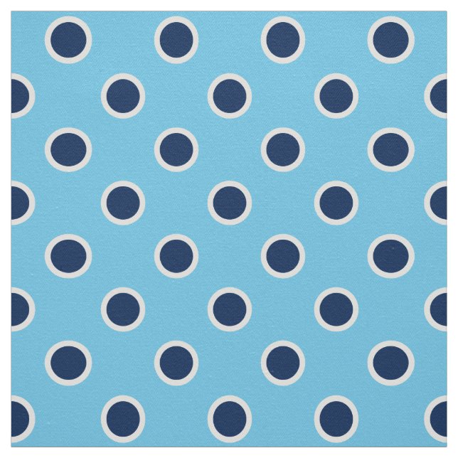 Navy Blue Polka Dot Pattern on Light Blue Fabric (Swatch)