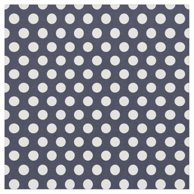 Navy Blue Polka Dots Fabric (Close Up)