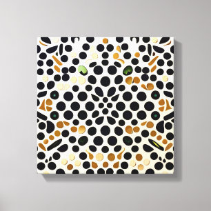 Navy Blue Polka Dots: Gold and Emerald Accents Canvas Print