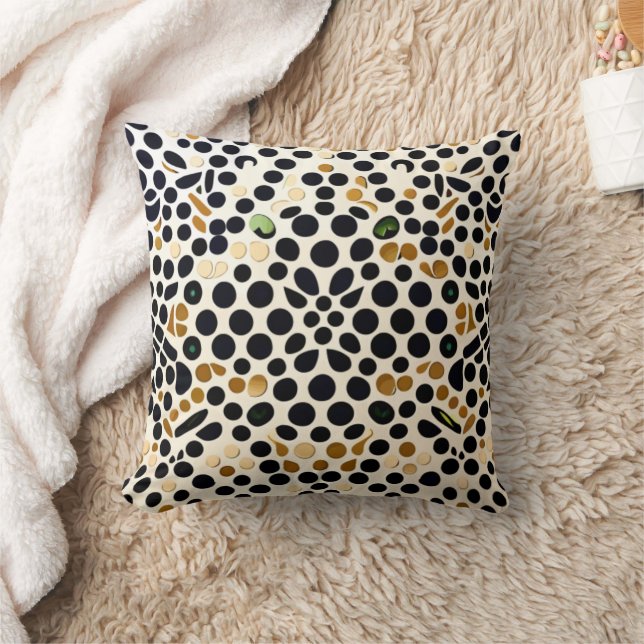 Navy Blue Polka Dots: Gold and Emerald Accents Cushion (Blanket)