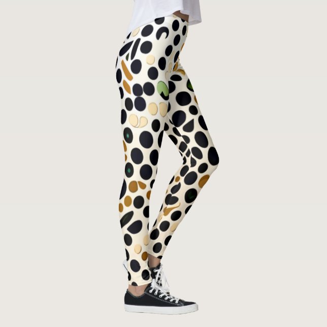 Navy Blue Polka Dots: Gold and Emerald Accents Leggings (Right)