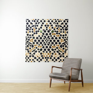 Navy Blue Polka Dots: Gold and Emerald Accents Tapestry
