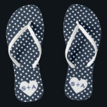 Navy Blue Polka Dots Heart Monogram Honeymoon Jandals<br><div class="desc">Blue Polka Dots Heart Monogram Honeymoon Flip Flops</div>