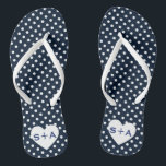 Navy Blue Polka Dots Heart Monogram Honeymoon Jandals<br><div class="desc">Blue Polka Dots Heart Monogram Honeymoon Flip Flops</div>