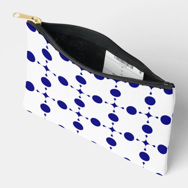 Navy Blue Polka Dots, Polka Dot Pattern, Dots Accessory Pouch (Open)