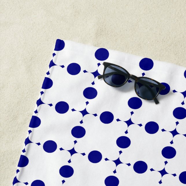 Navy Blue Polka Dots, Polka Dot Pattern, Dots Beach Towel (In Situ)