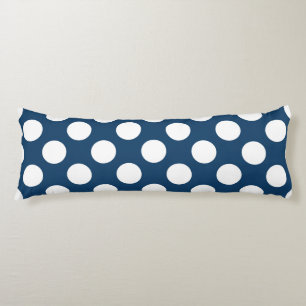 Navy Blue Polka Dots, Polka Dot Pattern, Dots Body Cushion