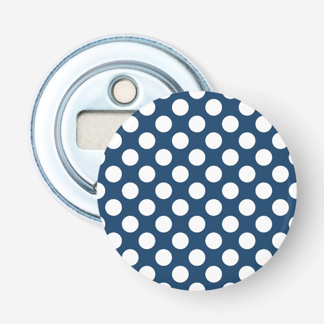 Navy Blue Polka Dots, Polka Dot Pattern, Dots Bottle Opener (Front)