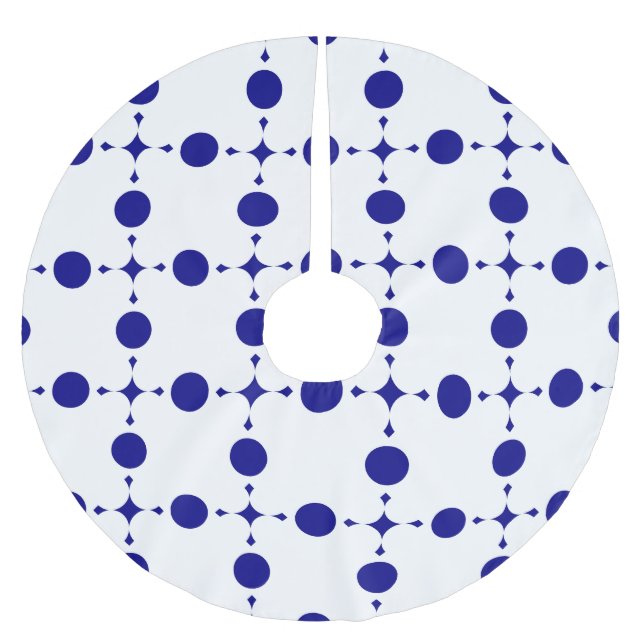 Navy Blue Polka Dots, Polka Dot Pattern, Dots Brushed Polyester Tree Skirt (Front)