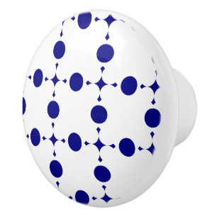 Navy Blue Polka Dots, Polka Dot Pattern, Dots Ceramic Knob