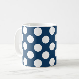 Navy Blue Polka Dots, Polka Dot Pattern, Dots Coffee Mug