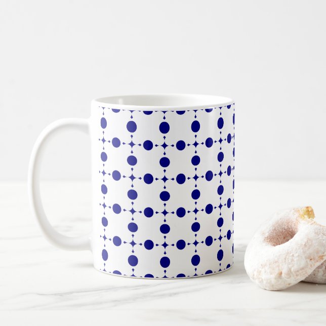 Navy Blue Polka Dots, Polka Dot Pattern, Dots Coffee Mug (With Donut)