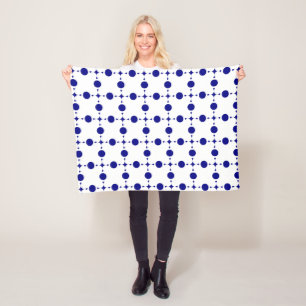 Navy Blue Polka Dots, Polka Dot Pattern, Dots Fleece Blanket