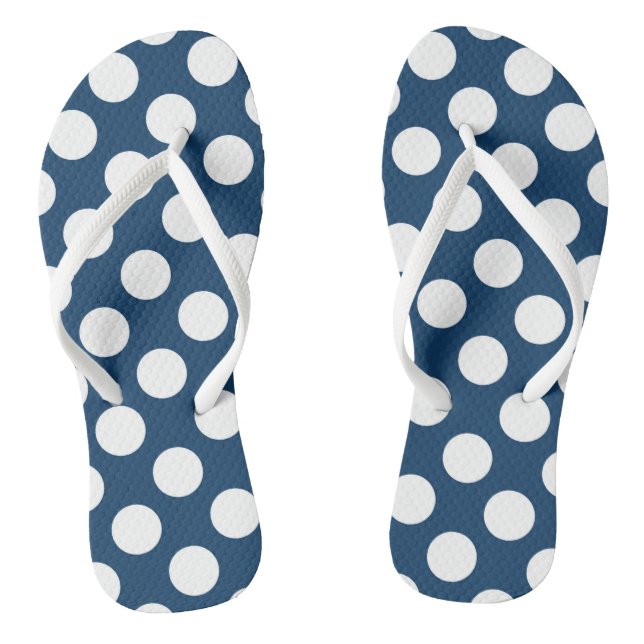 Navy Blue Polka Dots, Polka Dot Pattern, Dots Jandals (Footbed)