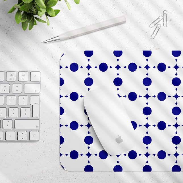 Navy Blue Polka Dots, Polka Dot Pattern, Dots Mouse Pad (Creator Uploaded)