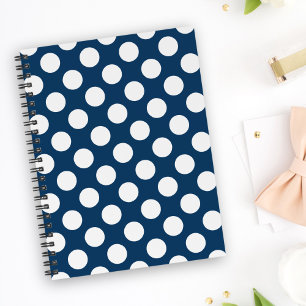 Navy Blue Polka Dots, Polka Dot Pattern, Dots Notebook