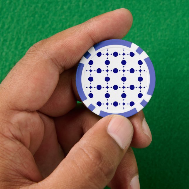 Navy Blue Polka Dots, Polka Dot Pattern, Dots Poker Chips (Hand)