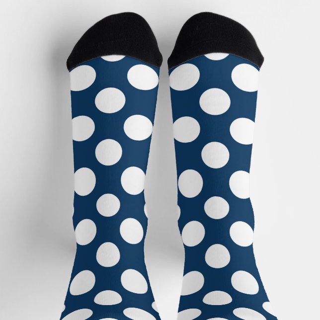 Navy Blue Polka Dots, Polka Dot Pattern, Dots Socks (Top)