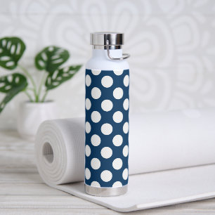 Navy Blue Polka Dots, Polka Dot Pattern, Dots Water Bottle