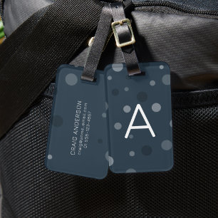 Navy Blue Pop Dots  Luggage Tag