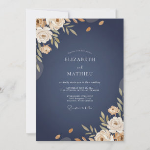 Navy Blue Posh Winter Wedding Invitation