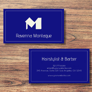 Navy Blue Premium Personalized Monogram Name Business Card