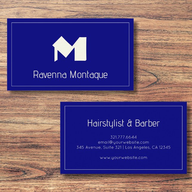 Navy Blue Premium Personalized Monogram Name Business Card (Creator Uploaded)
