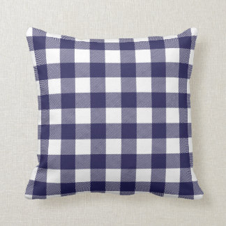 Navy Blue Preppy Buffalo Check Plaid Cushion