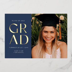 Navy Blue Pressed Foil Grad Block Graduation Foil