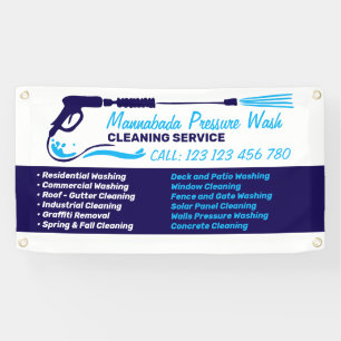 Navy Blue Pressure Washing Power Cleaning Banner