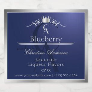 Navy Blue Product Label with Silver Frame Monogram