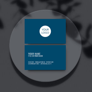 Navy Blue Professional Business Cards With Logo
