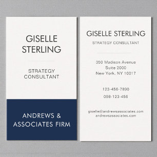 Navy Blue Professional Corporate Modern Elegant Business Card